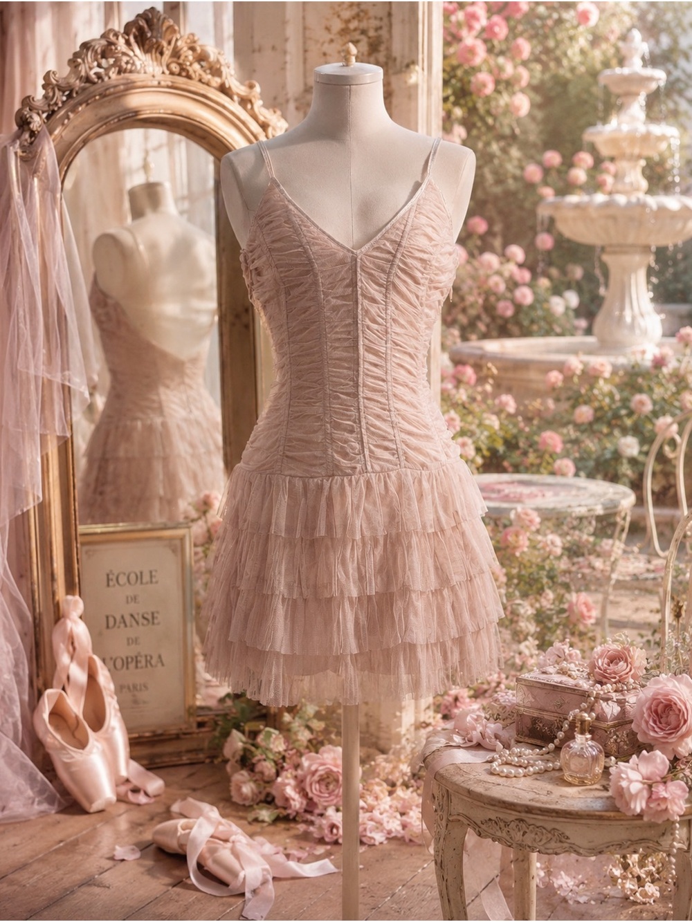 Divided by H&M Pink Tiered Tulle Mini Dress